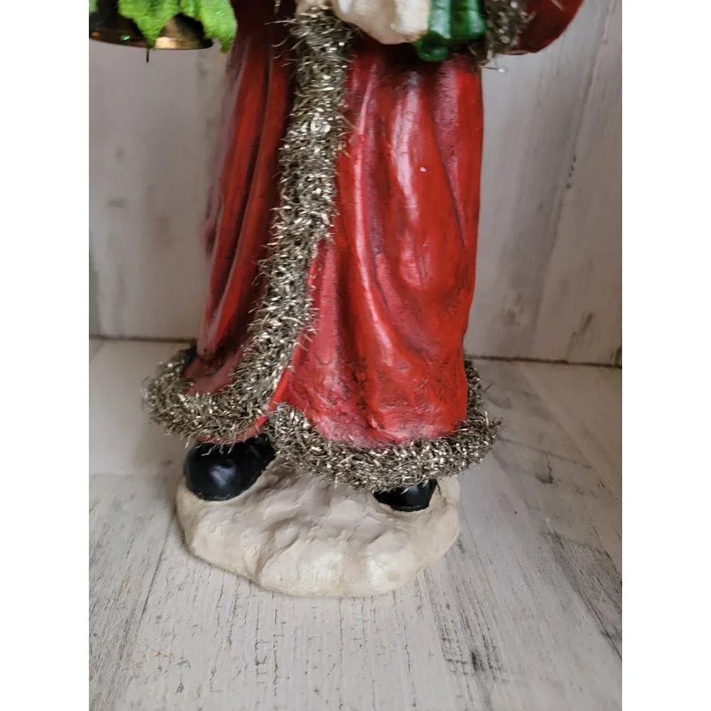 Vintage‎ santa claus tinsel robe basket xmas decor Woodland sack toy